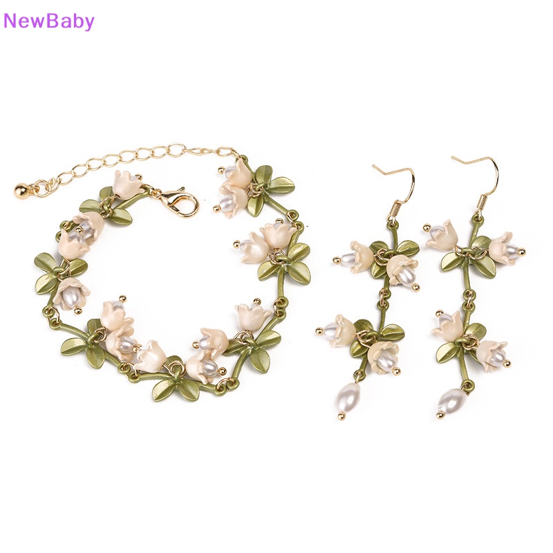 Newbaby Gelang Kait Telinga Lily Of The Valley Mutiara Hijau Desain Baru Untuk Perhiasan Wanita ID