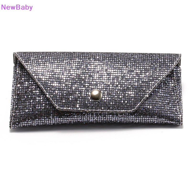Newbaby Fashion Retro Lembut Sequin Leather Sunglasses Case Portable Unisex Kacamata Kulit Bling Kotak Pelindung Sequin Kacamata Box ID