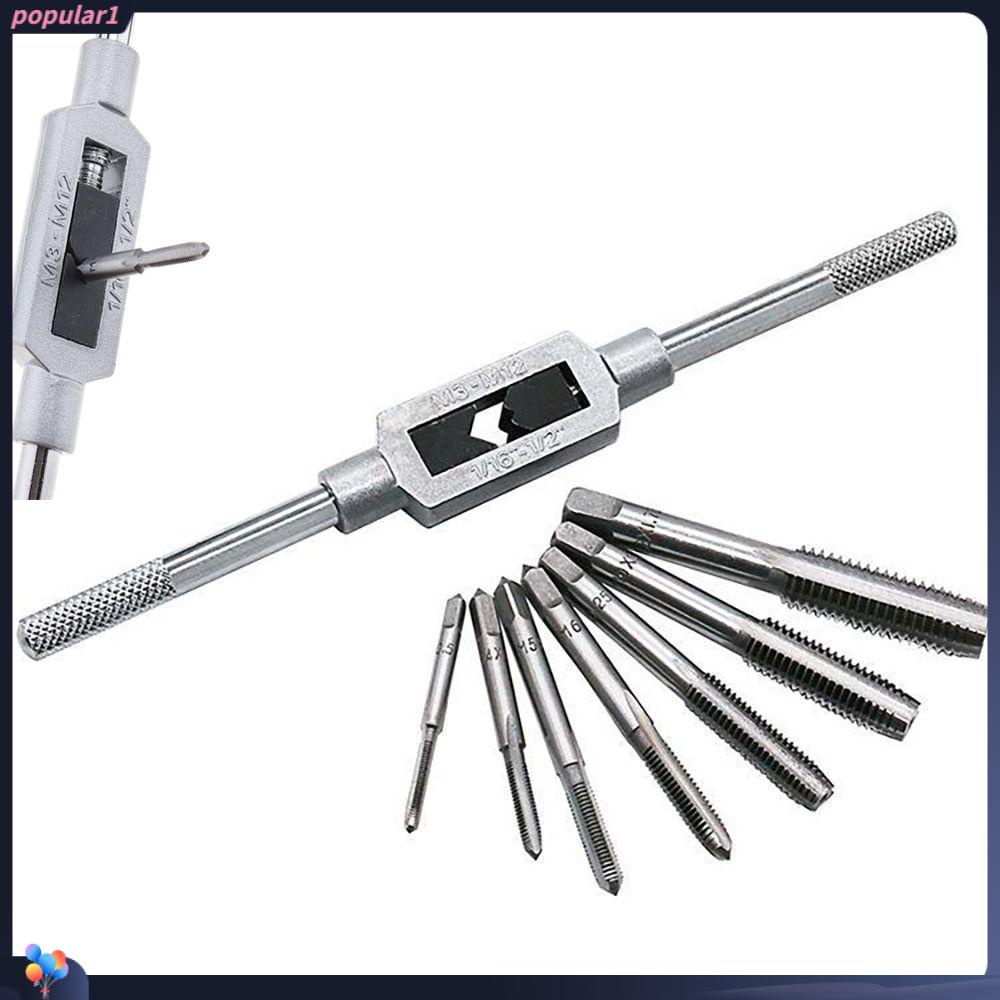 Populer Hand Tapping Tools Tap Wrench Kunci Pas Bor Set Drat Colokan Taps Hand Tools Thread Tap Twist Bit