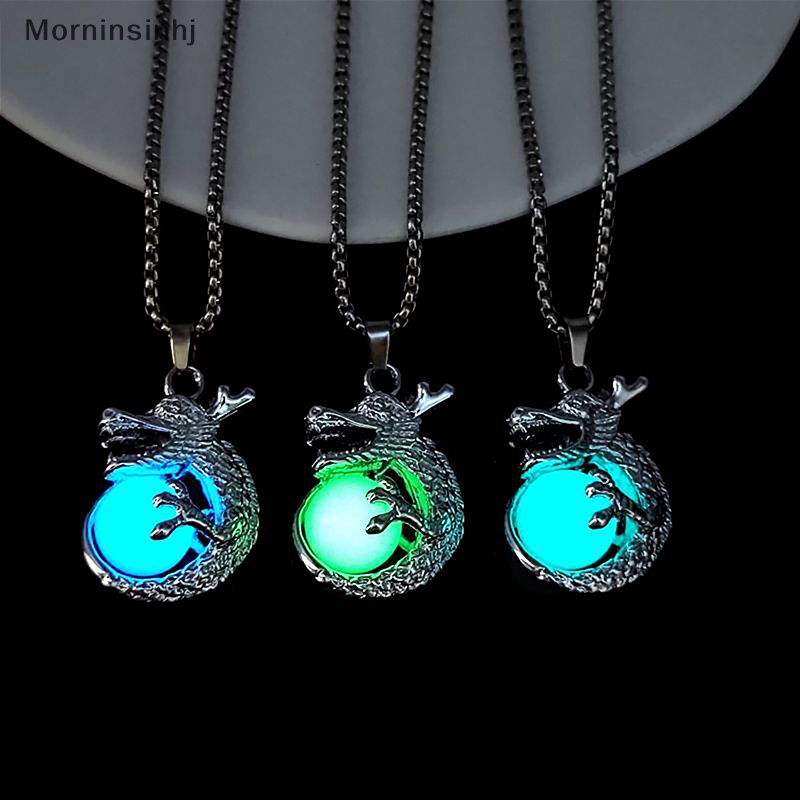 Mornin Luminous Kalung Untuk Wanita Pria Punk Glow In The Dark Liontin Gothic Naga Liontin Leher Rantai Perhiasan Hadiah Untuk Pesta Halloween id