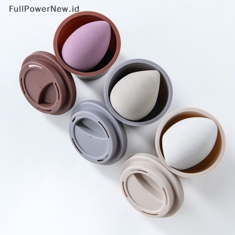 Power Gelas Kopi Kosong Bentuk Beauty Sponge Holder Bedak Puff Bubuk Sponge Case ID