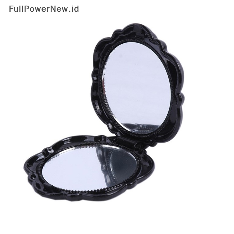 Power Mirror Retro Bunga Mawar Cermin Rias Saku Kecil Cermin Tangan Dua Sisi ID