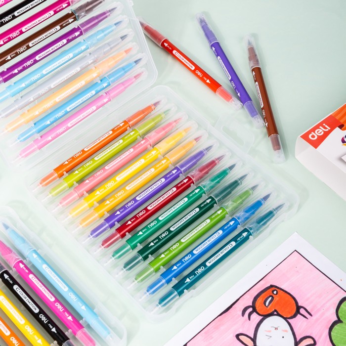 

Deli Felt Pen / Spidol 2 Ujung 12/24 Warna Kemasan Kotak EC151 - 12 pcs