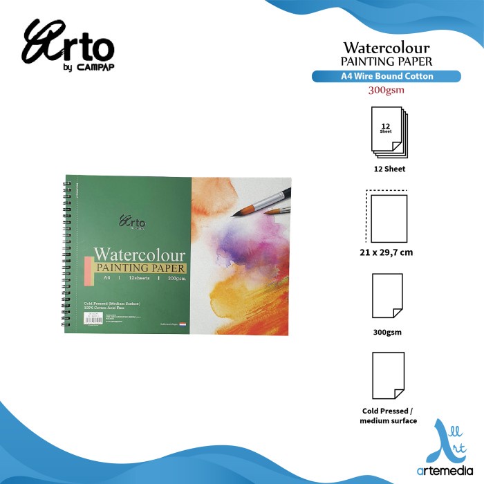 

Arto A4 Cotton Watercolor Wire-O Book - COTTON 200gsm