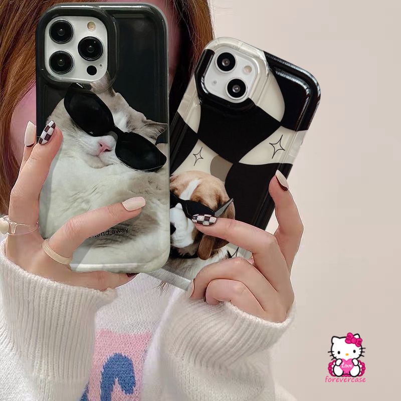 Untuk Oppo A77 A55 A17 A95 A16s A17K A31 A57 A74 A96 A16K A9 A1K A76 A92 A53 A12E A52 A5 A77s A12 A5s A7 A16 A15 A54 A3s Reno 4F 5bag Lembut Pasangan Anjing Kucing Lucu Memakai Sunglasse Sarung
