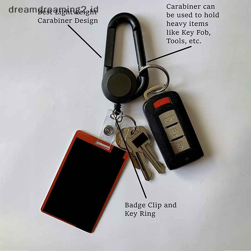 (drea) Gantungan Kunci ID Card Lanyard Klip Gantungan Kunci Ditarik Tarik Heavy Duty Keyring //