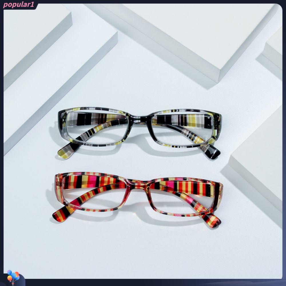 Kacamata Baca Populer Fashion Vision Care Print Garis Bingkai Retro