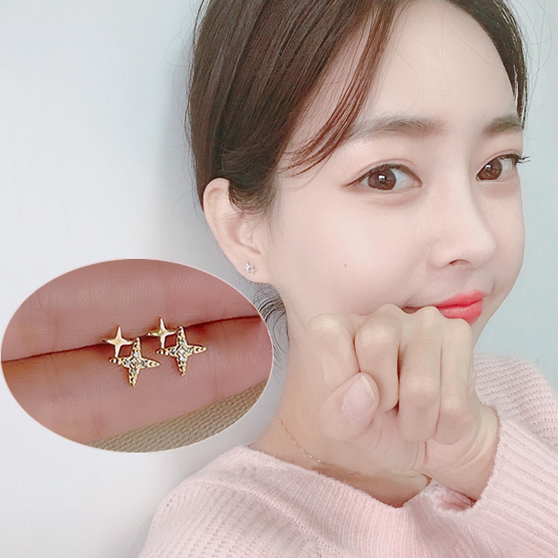 Ifyou Anting Emas Kupu-Kupu Hati Simple Elegan Kristal Stud Earings Untuk Aksesoris Perhiasan Wanita