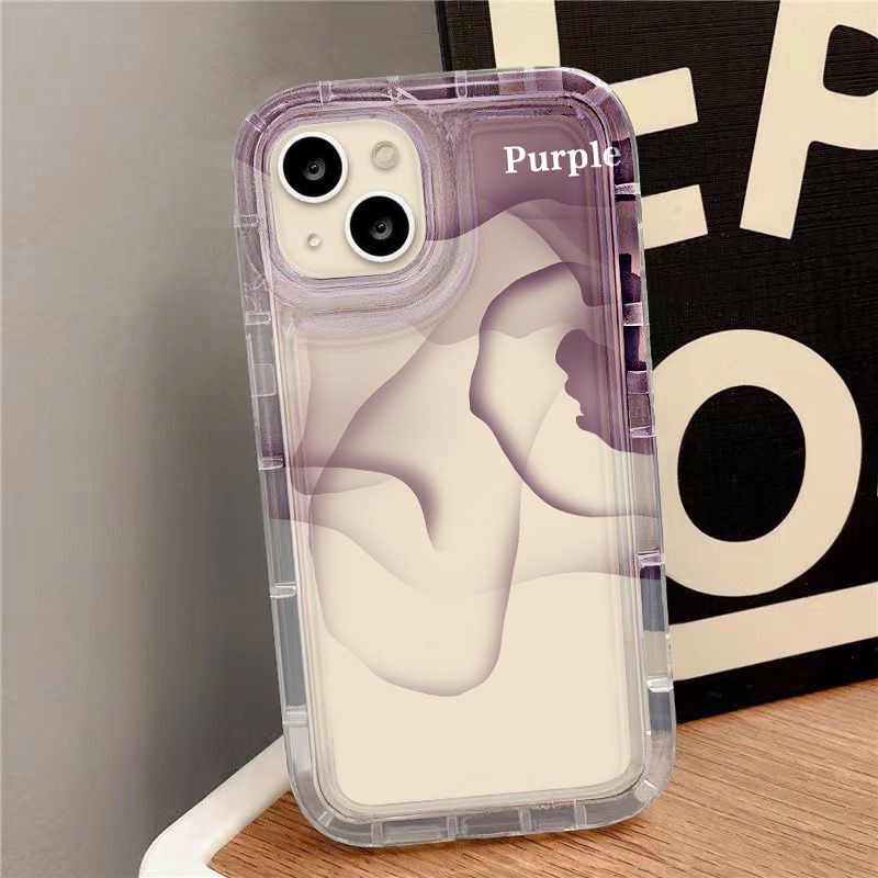 IPHONE Ins Gradien Ungu Casing Ponsel Kompatibel Untuk Iphone7Plus8Plus6Plus111114 13 12 Pro MAX XR X XS MAX SE Airbag Shockproof Cover