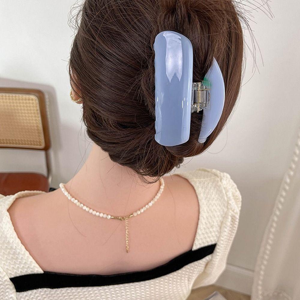 Needway Hair Claw Elegan Gaya Korea Bunga Ponytail Holder Jepit Cakar Geometris Akrilik Untuk Rambut Tebal Untuk Wanita
