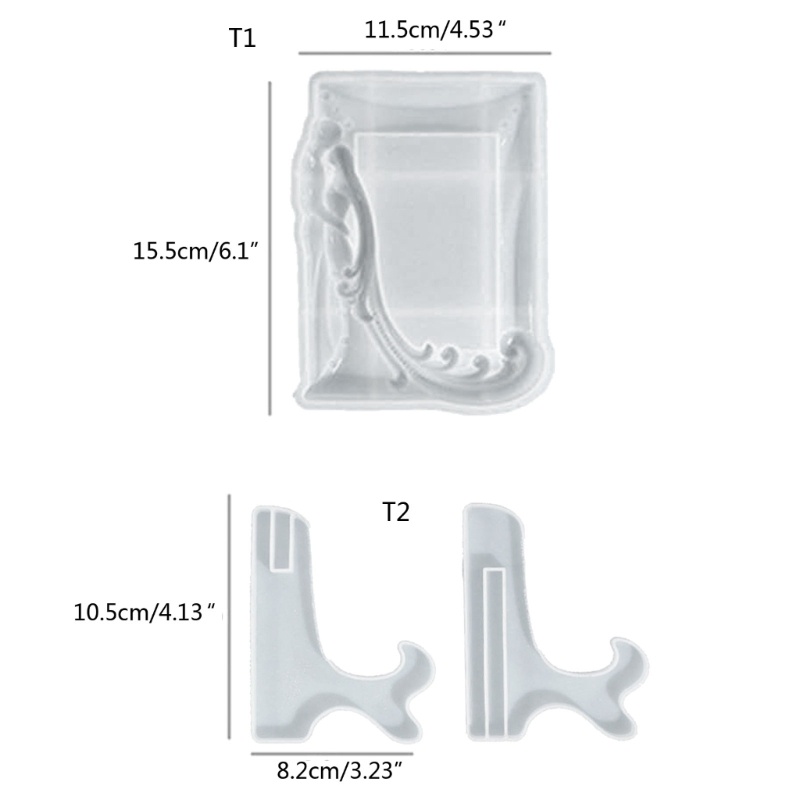 Siy Rectangle Photo Frame Mold Holder Casting Cetakan Meja Penyimpanan Stand Mold Epoxy Resin Gambar Bingkai Display Stand Mo
