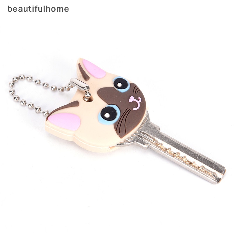 {beautifulhome} Silikon Puppy Pug Kucing Kelinci Penutup Kunci Topi Gantungan Kunci Key Ring PVC Key Case Gift.