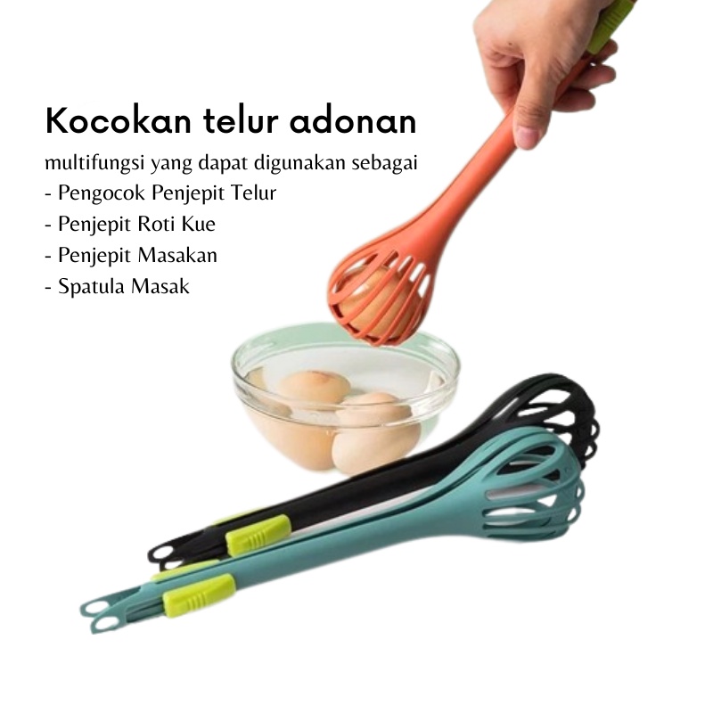 GOS - A115 - Penjepit Kocokan Telur Adonan Kue 3in1 / Kocokan Telur /  Spatula Kue Serbaguna