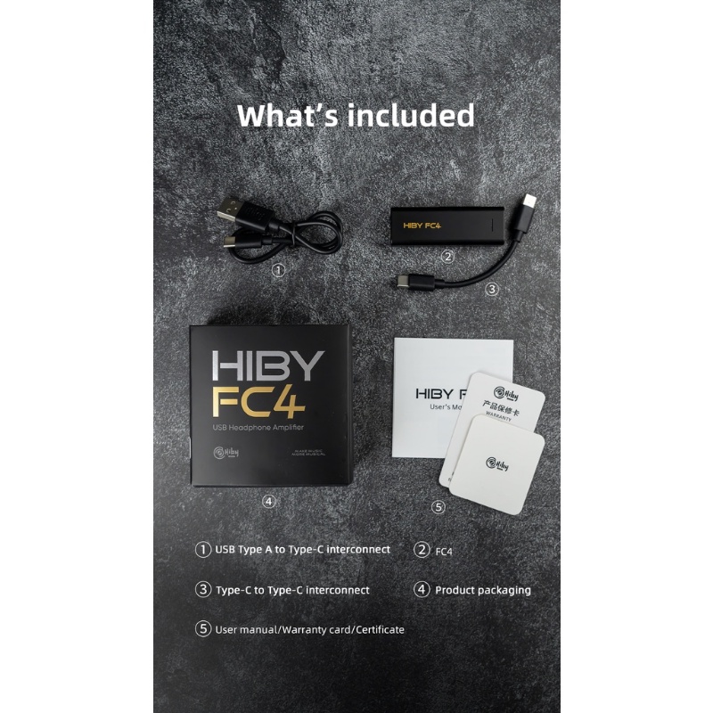 Hiby FC4 Hi-Res Portable USB DAC /Headphone Amplifier AMP Mqa16X Dual ES9219PC 32-Bit /768kHz Output 3.5/4.4mm Untuk Android Win