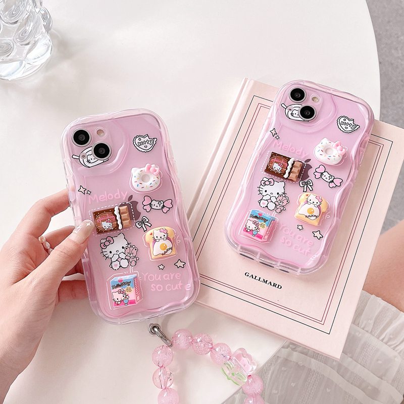 3D Hand Made Diy Candy Pink Kitty Clear Soft Case iPhone 11 12 13 14 Pro Max New Puff Casing Apple for women girls Gift