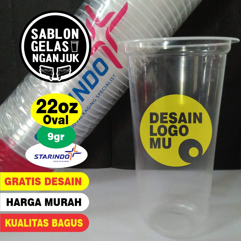 Gelas Cup 22oz  Starindo OVAL ,Sablon , Proses Cepat.