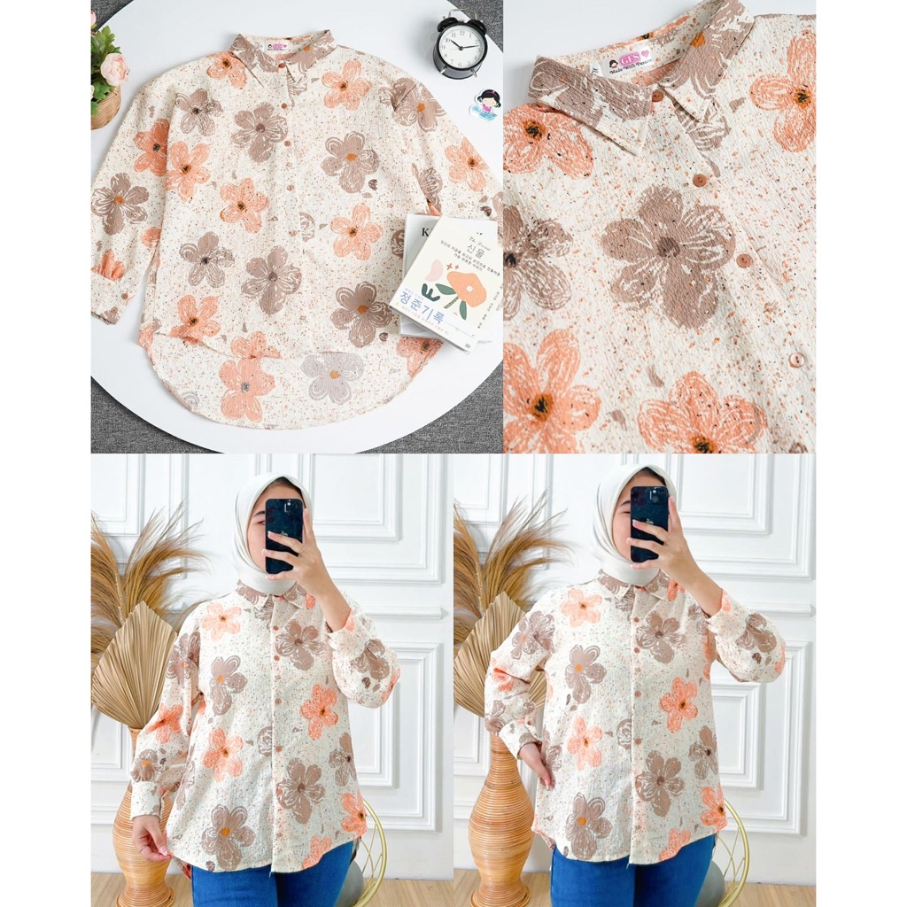 BEFAST - ZFS OOTD WANITA BLOUSE RAYNA / VINLI BLOUSE / Atasan Wanita Lengan Panjang / Blouse Wanita Motif Bunga / Fashion Kekinian Remaja ABG Trendy / Outfit Daily Wanita Hijab Terlaris / Pakaian Casual Wanita Kerja