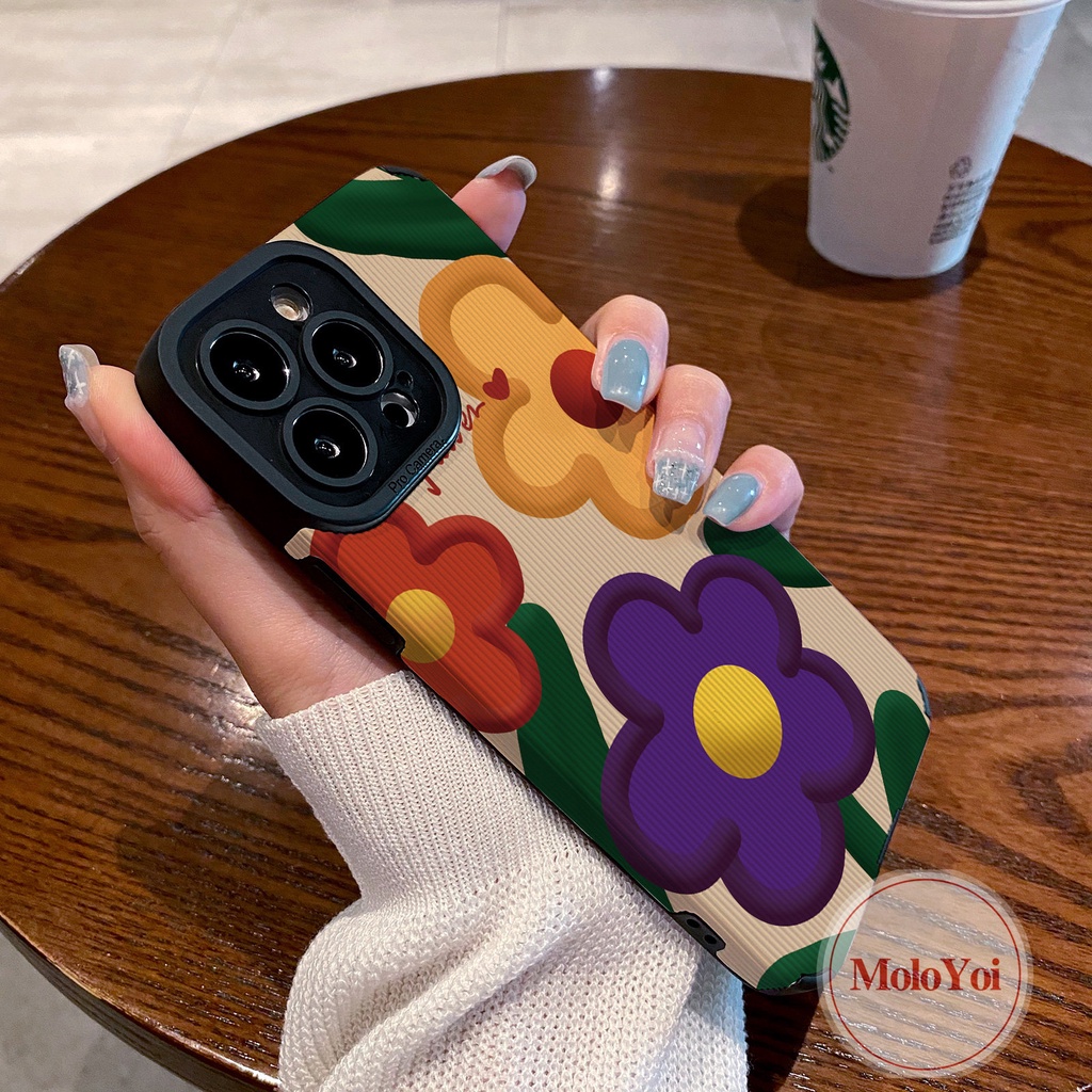 Musim Panas Segar Floral Mewah Tekstur Kulit Case Kompatibel Untuk IPhone XR 7Plus 11 13 12 14 Pro MAX 7 8 Plus X XS MAX Lukisan Minyak Flowers Telepon Shockproof Soft Cover