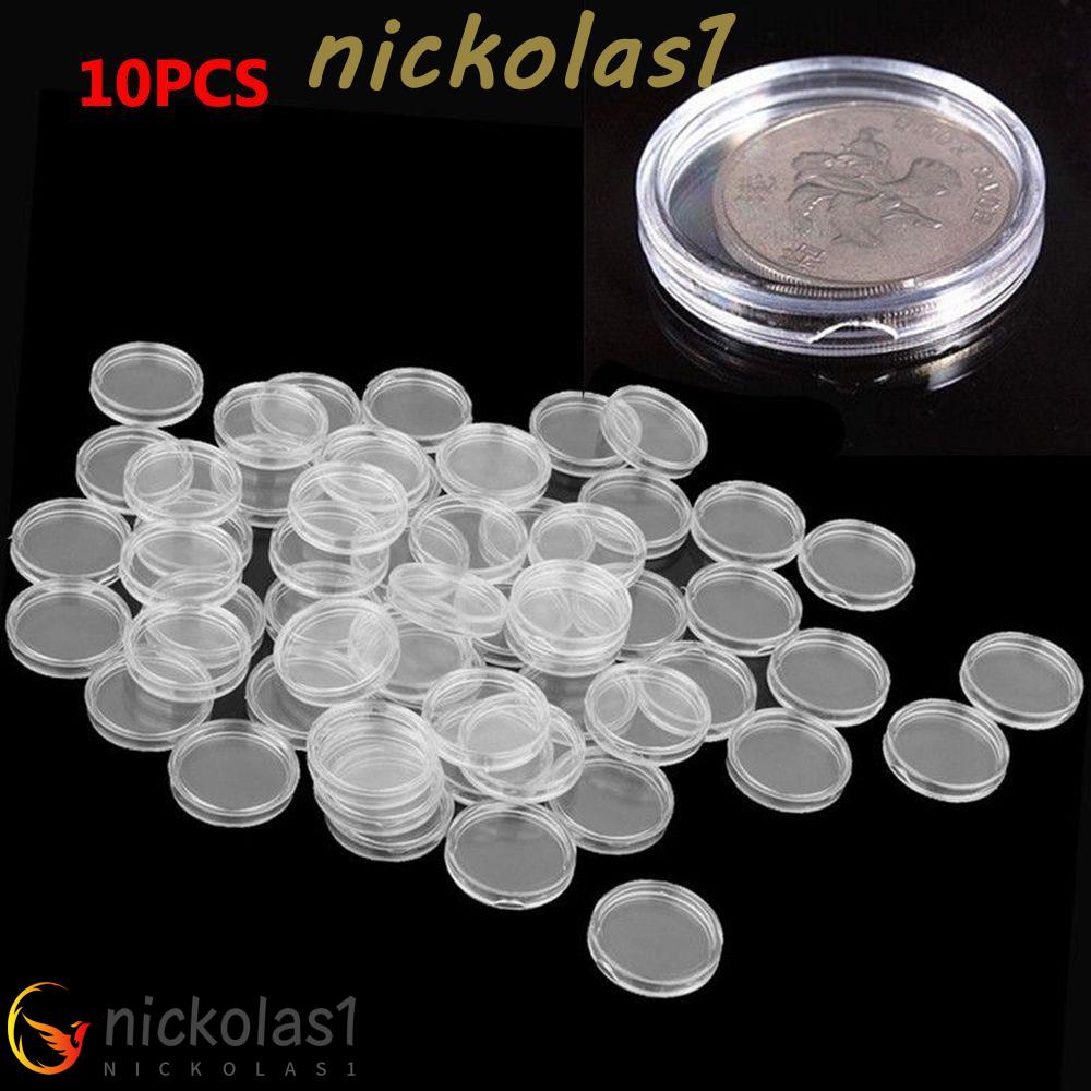 Nickolas1 Kotak Susun 10pcs Acrylic Bening Penyimpanan Koin