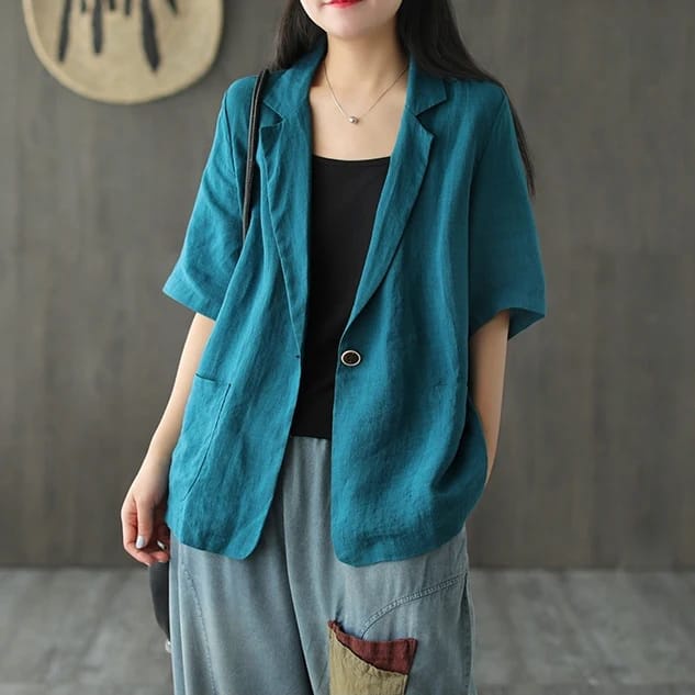 BLAZER WANITA KOREAN STYLE NARNIA BLASER LINEN OUTER JAPANESE STYLE TERBARU KEKINIAN HITS OOTD REMAJA CARDIGAN