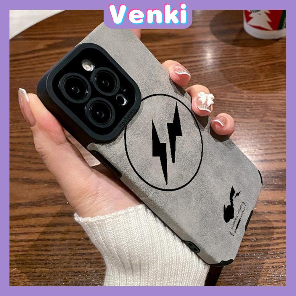 VENKI - Untuk iPhone 11 Case Leather Pupil Suede Cover Soft Shockproof Case Camera Gray Simple Lightning Kompatibel dengan iPhone 14 13 Pro max 12 Pro max xr xs 7Plus 8Plus