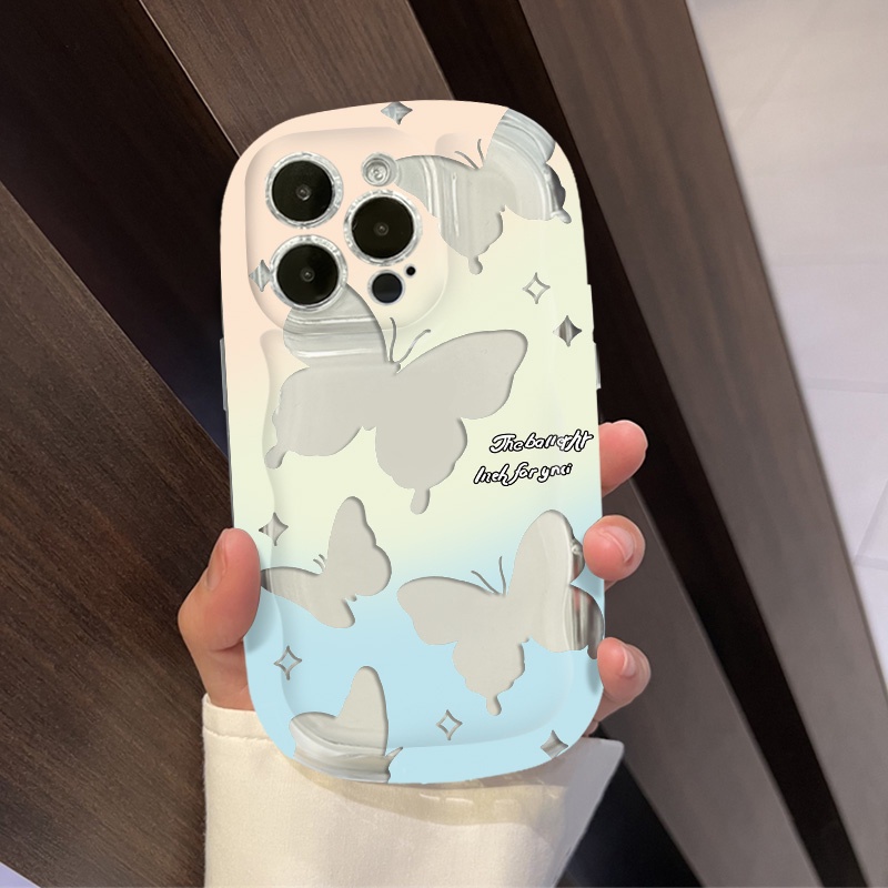 IPHONE Butterfly Casing Ponsel Transparan Kompatibel Untuk Iphone14 13 12 11 Pro Max7 +8 Plus XS X XR Casing Silikon Shockproof Cover Cell Precticer