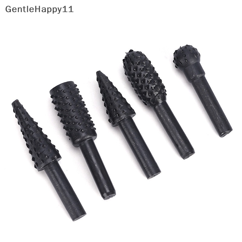 Gentlehappy 5pcs Set Rotary Burr Baja Hitam1/4 ''6mm Shank Wood Rasp Drill Bits Alat Rumah id