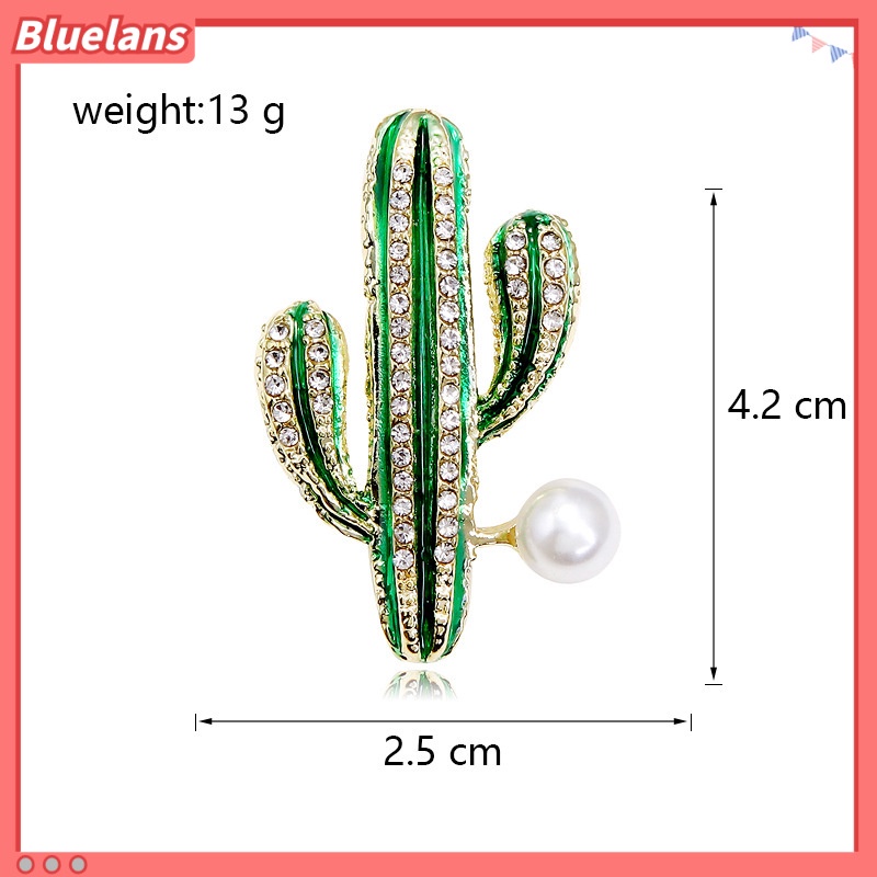 [BLS] Kaktus Bros Kreatif Mode Suasana Bertabur Berlian Mutiara Temperamen pin Pakaian Korsase