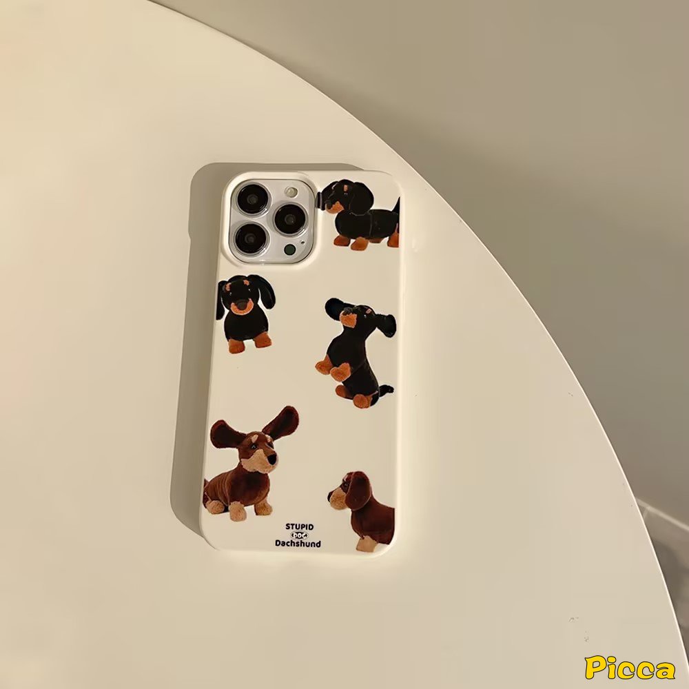 Graffiti Fun Dachshund Dog Glossy Phone Case Kompatibel Untuk IPhone 7Plus 11xr 7 8 Plus X XS Max 12 11 14 13 Pro Max SE 2020 Kacamata Hitam Anjing Kucing Lucu Shockproof Lembut Tpu Penutup Belakang