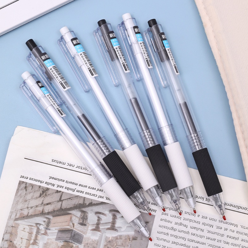 1pc 0.5mm Minimalis Berguna Tinta Hitam Gel Pen Praktis Halus ST Kepala Tekan Menulis Pena Siswa Alat Tulis Sekolah Persediaan Hemat