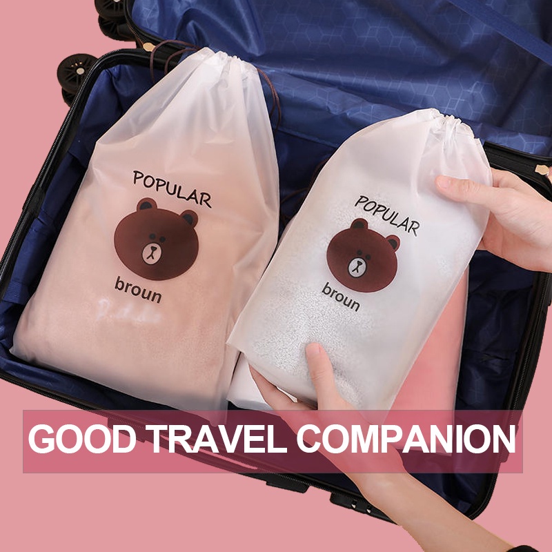 tas serut beruang organizer bag travel pouch beruang tas kosmetik beruang