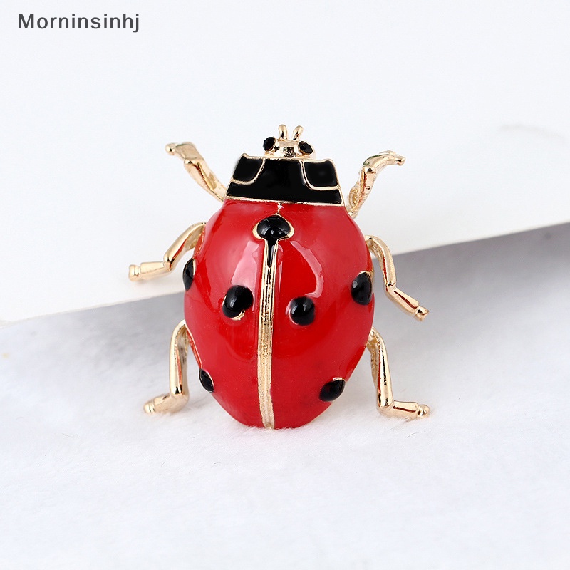 Mornin Fashion Enamel Merah Kepik Serangga Bros Kumbang Pin Syal Korsase Perhiasan Hadiah id