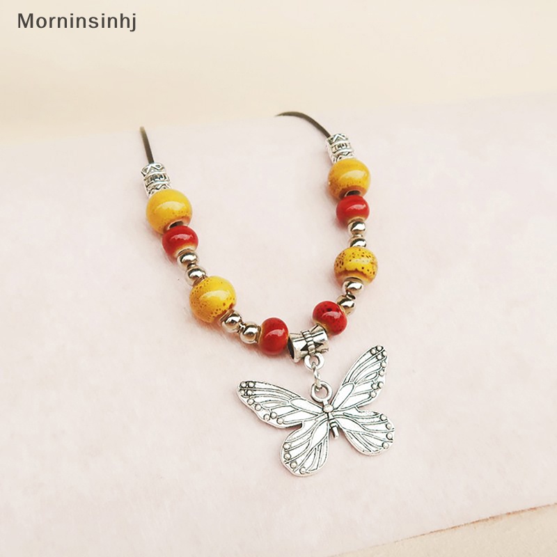 Mornin Bohemian Vintage Butterfly Kalung Manik-Manik Keramik Liontin Dapat Disesuaikan Barang Curah id