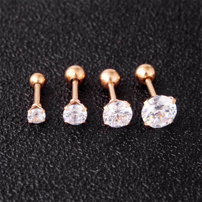 Anting sekrup perak zirkon sederhana mode anting Stud emas untuk wanita Hypoallergenic aksesoris Jewerly