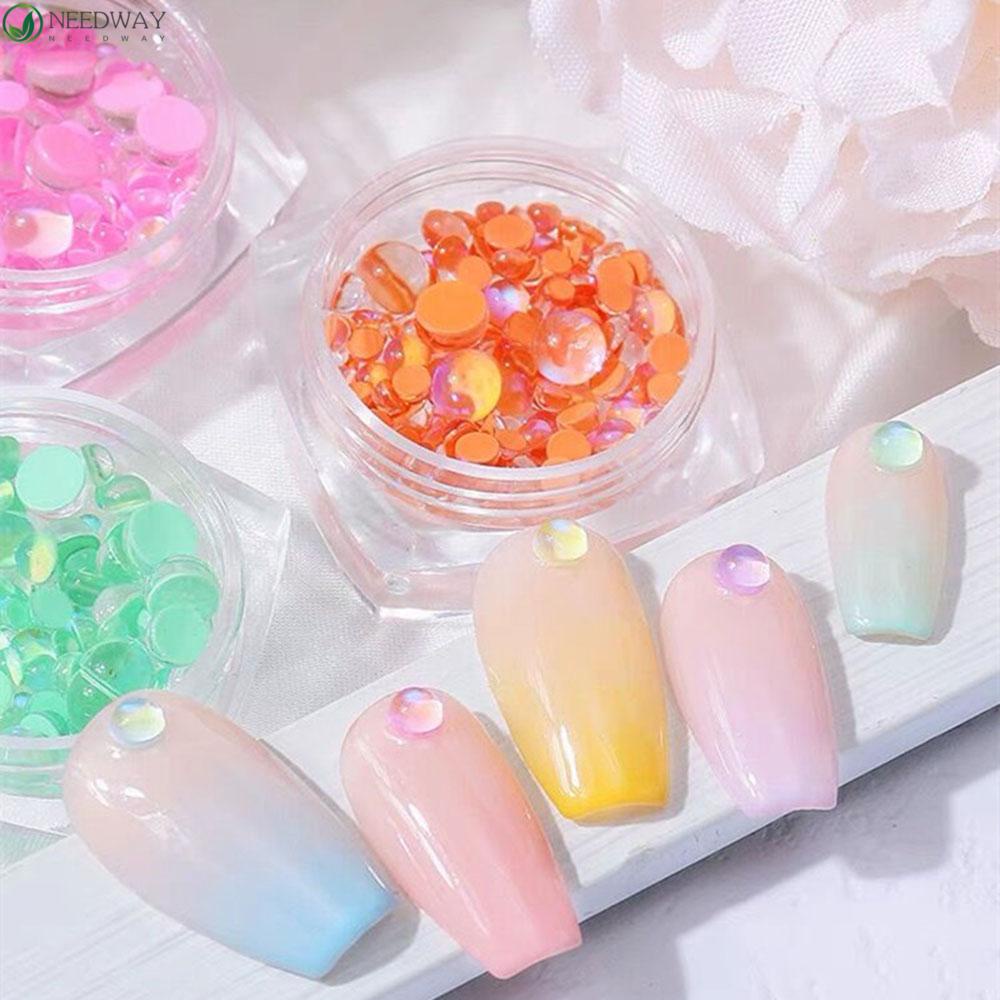 Needway 3D Dekorasi Nail Art Warna Permen Air Mata Malaikat Ukuran Campur Batu Kristal Bulat DIY Ornamen