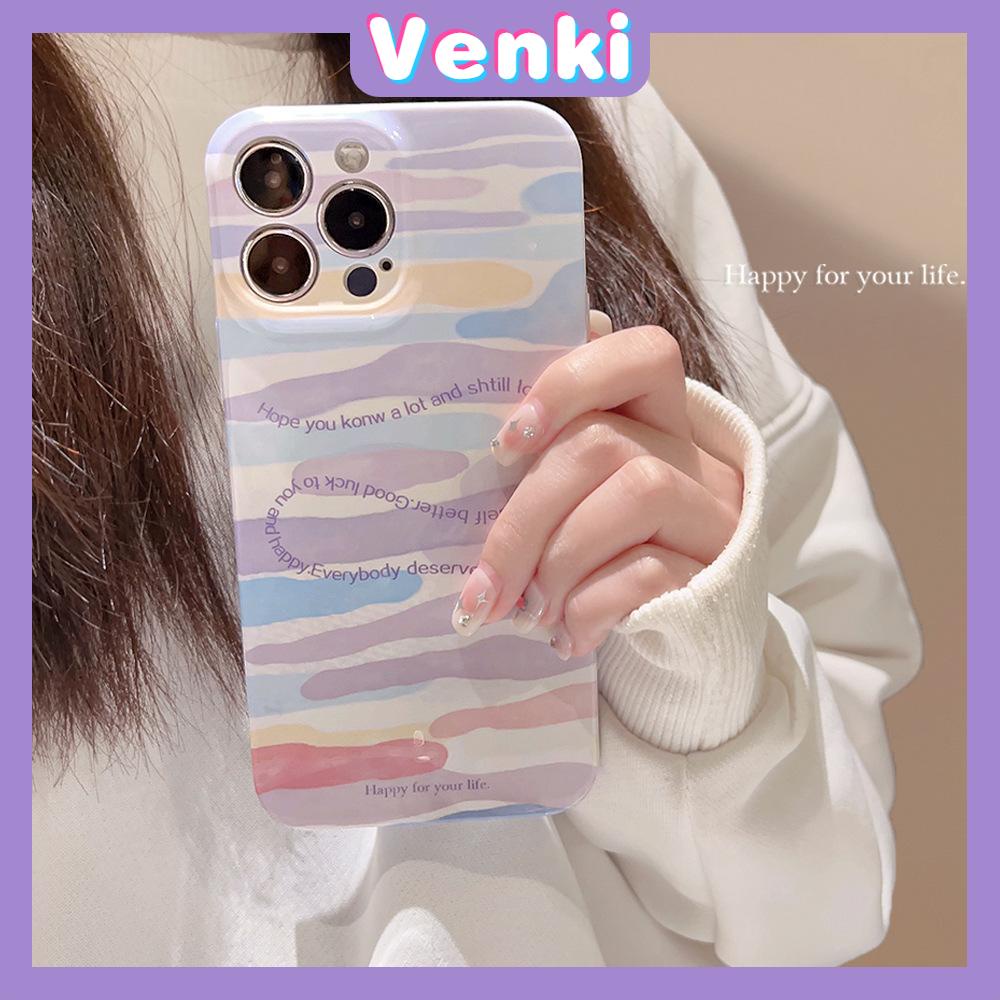 VENKI - For iPhone 11 iPhone Case Cream Glossy Film TPU Soft Shockproof Phase Cover Protection Romantic Smudged Clouds Compatible with iPhone 14 13 Pro max 12 Pro Max xr xs max 7 8