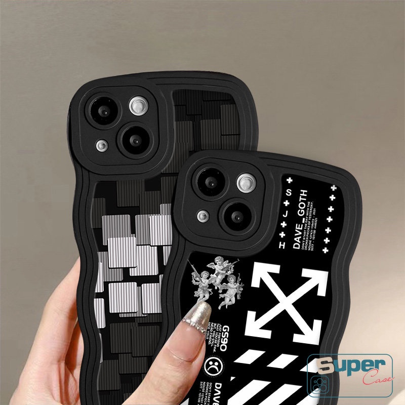Casing Tepi Bergelombang Lembut Art Mosaic lattice Untuk Infinix Hot10 9 12i 10s 20 12 11s 20s 8 Pro Plus 10Lite Smart6 5 4 Hot 9 10 12 11 Play Note 12 G96 10 Pro Trendy Brand O.F.F-Case Putih