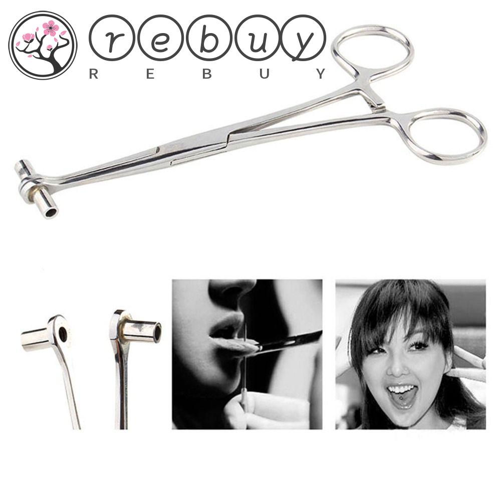 REBUY Rebuy Stainless Steel Piercing Clamp Pinset Untuk Hidung Stud Body Piercing Alat Tindik Buka Bulat Forceps Jarum Pinset Buka Segitiga Forceps