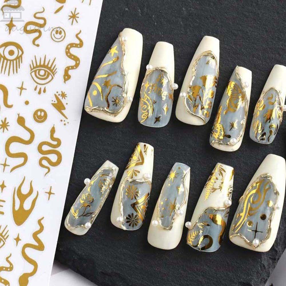AUGUSTINA Agustina Bunga Stiker Kuku Fashion Mawar Smiley Stiker Bulan Manikur Aksesoris Hari Valentine Nail Art Nail Art Dekorasi