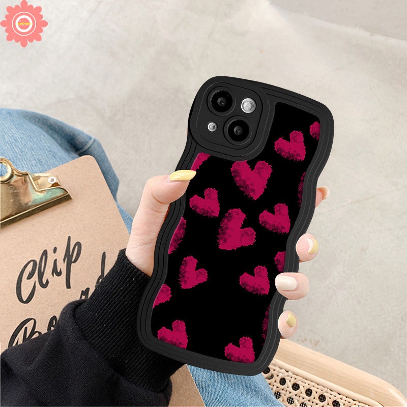 IPHONE Casing Motif Leopard Retro Kompatibel Untuk Iphone11 13 12 14 Pro Max 7Plus XR 7 6s 8 6 14 Plus X XS Max SE 2020 Vintage Graffiti Cinta Hati Lembut Tpu Tepi Bergelombang Phone Cover