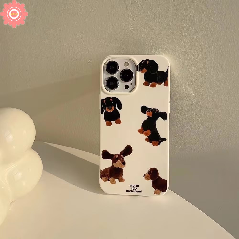 Kacamata Hitam Kartun Cool Dog Case Kompatibel Untuk iPhone 7Plus XR XS X Max11 13 12 14 Pro Max8 7 Plus SE 2020 Glossy Halus Shockproof Fun Dachshund Dog Soft Cover