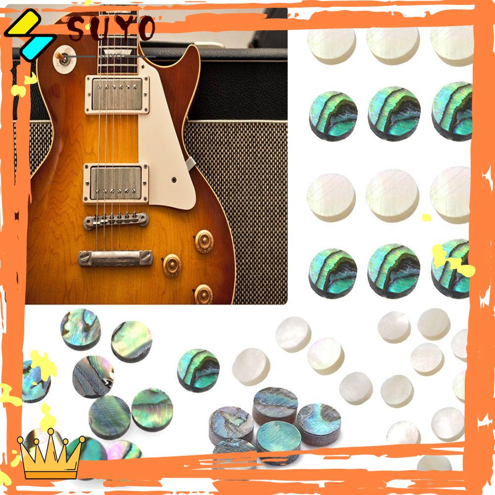 SUYO 10 Pcs Abalone Inlay Dots Putih Bagian Warna-Warni Gitar Fretboard Fingerboard Mutiara Shell Dots