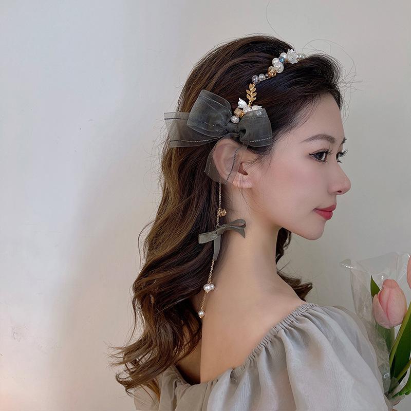 Mutiara Bunga Rumbai Bando Fashion Paduan Rantai Rambut Band Aksesoris Rambut Wanita