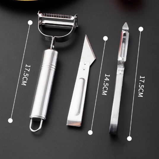 PISAU PENGUPAS KULIT BUAH DAN SAYUR SET STAINLESS PEELER 3 IN 1