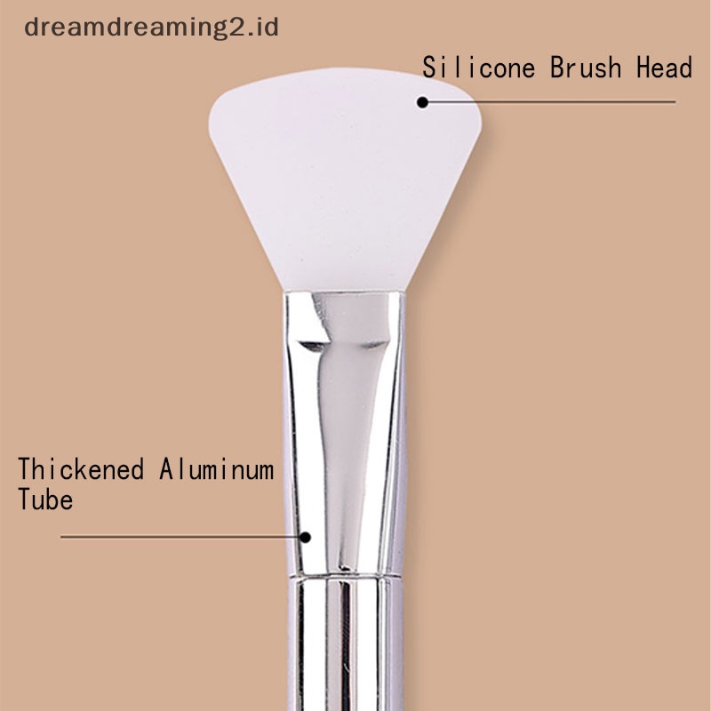 (drea) 1pc Sikat Masker Wajah Dua Kepala Bahan Silikon Dengan Sendok Gali Sikat Lembut //