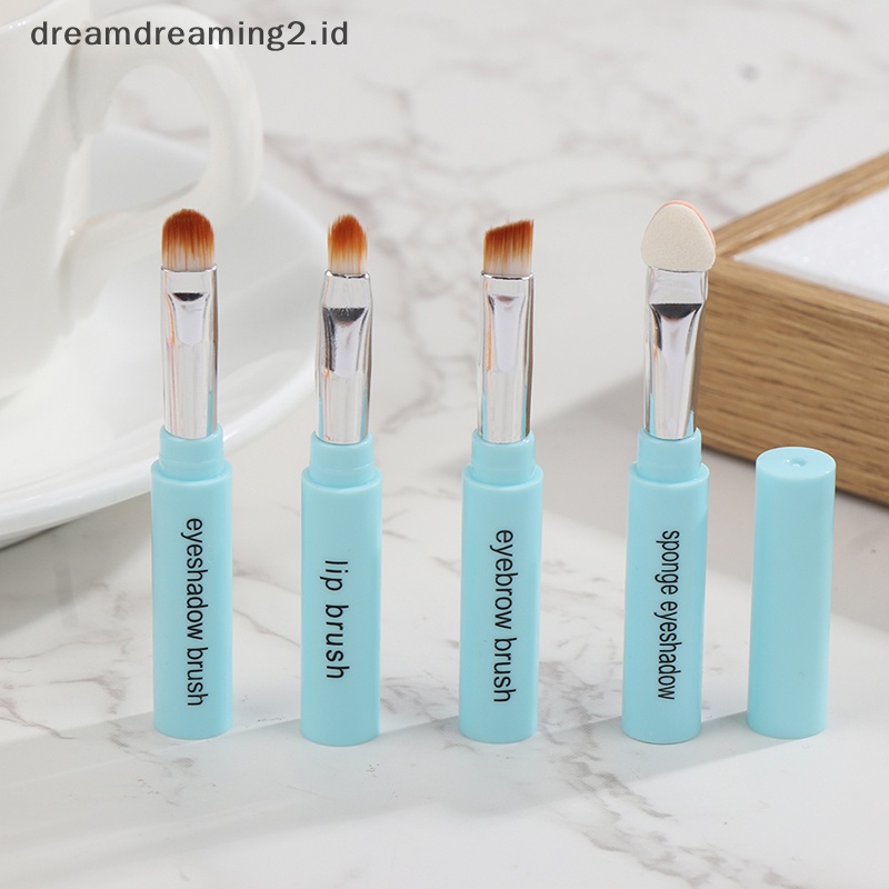 (drea) 4in1 Kuas Makeup Portable Kuas Bibir Eyeshadow Mini Pena Kosmetik Bisa Dilepas //