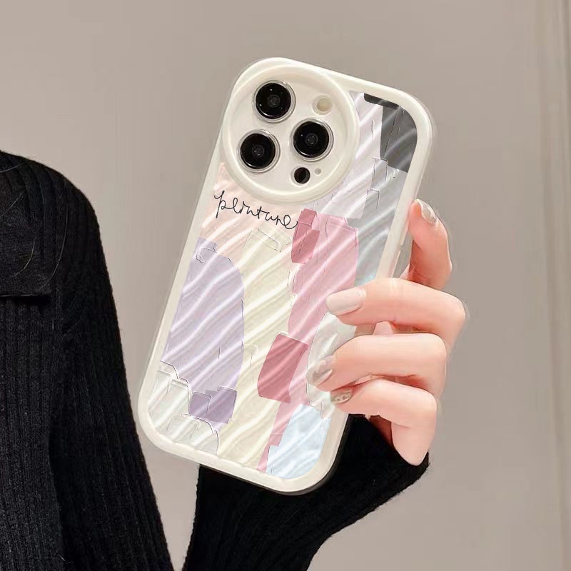 IPHONE Casing Ponsel Ripple Air Graffiti Kompatibel Untuk Iphone11 13 12 14 Pro Max14 Plus XR X XS MAX 7Plus 8Plus 7 8 SE 2020 2022 Sarung Tahan Guncangan