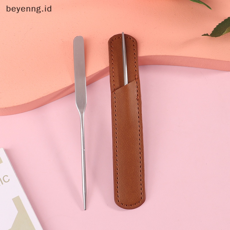 Beyen 1Pcs Stainless Steel Dual Head Makeup Toner Spatula Mixing Stick Foundation ID