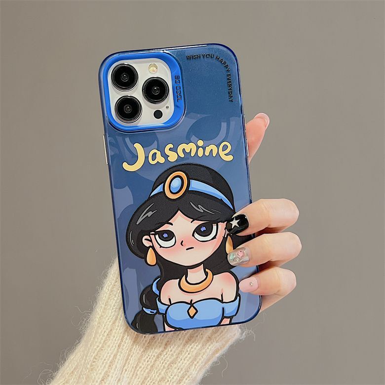 IPHONE Casing Ponsel Desain Kartun Jasmine Princess Alice Perak Warna-Warni Lapis Ganda Kompatibel Dengan Iphone12 13 14 11 Pro Max Hhwsw
