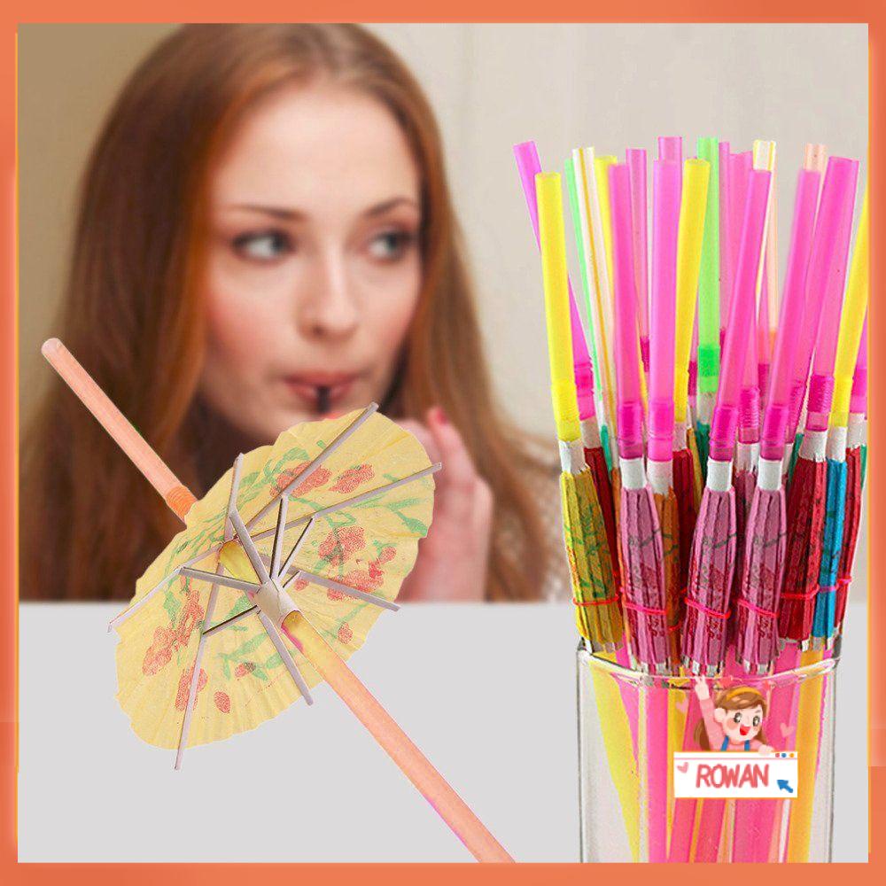 R-FLOWER 25pcs Sedotan Payung Plastik Perlengkapan Pesta Table Decor Cocktail Dekorasi